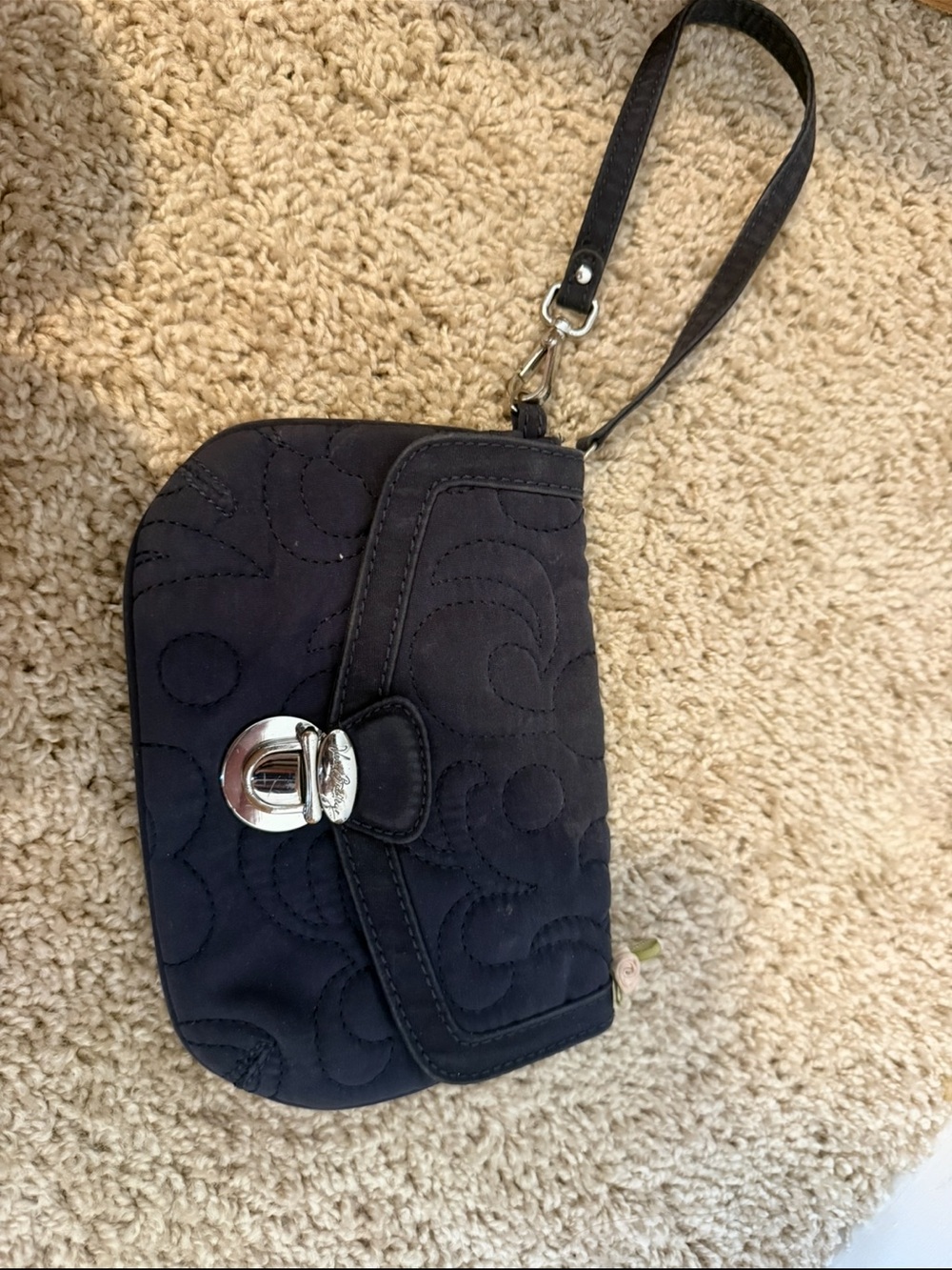 Vera Bradley wristlet clutch bag navy blue/ Daffodil Lining